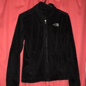 Black women’s North face fuzzy jacket